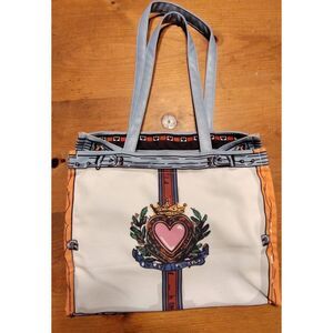 CANVAS HEART TOTE BAG CUTE PRINT SHOULDER BAG NWT